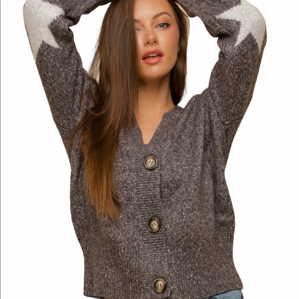 Hem & Thread Star Two Tone Cardigan NWT - Picture 1 of 9